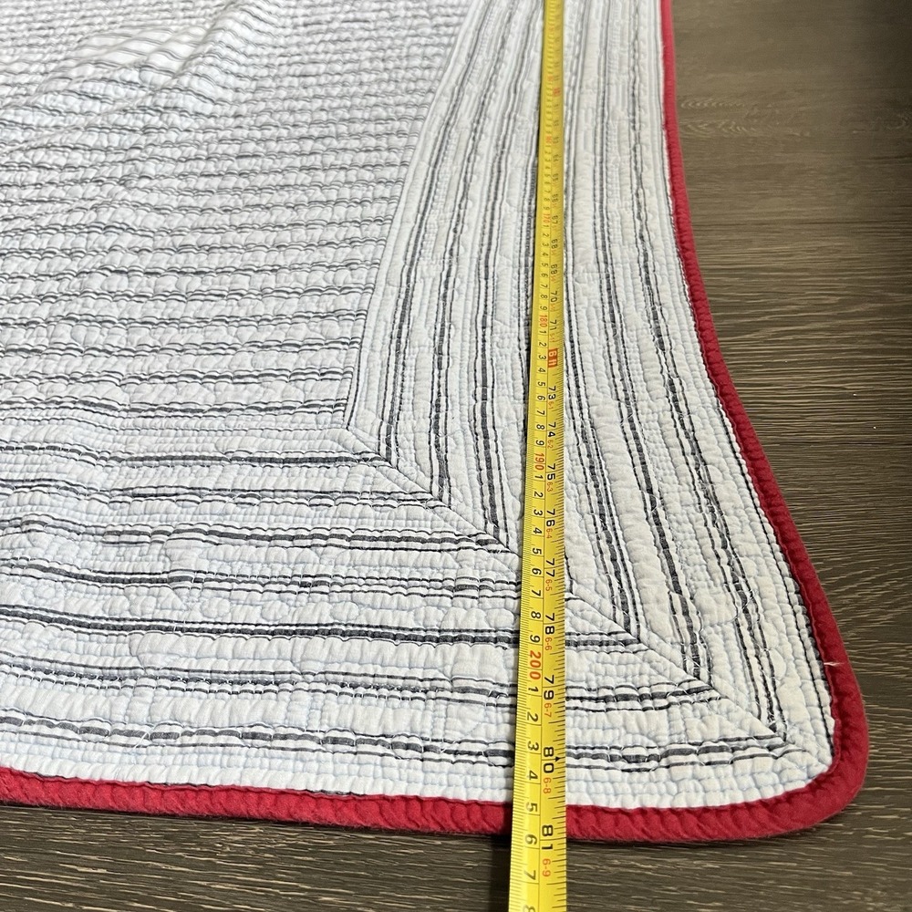 Authentic Kids Train Quilt 100% Cotton Blue Red Detailed Appliqué Bedding Twin - Picture 8 of 12